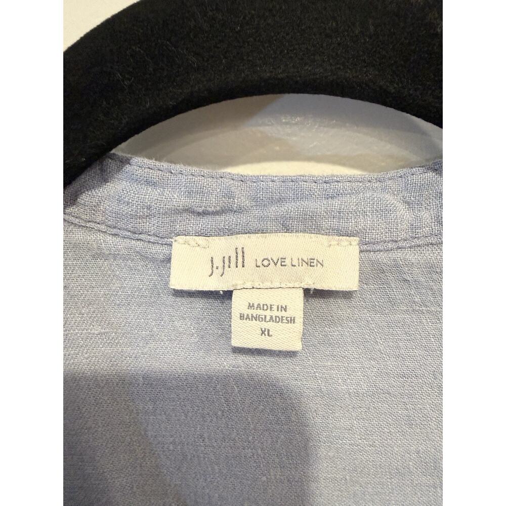 J Jill Love Linen Roll Tab Sleeve Blue Vacation Resort Tunic Top Shirt Sz XL - Picture 5 of 8